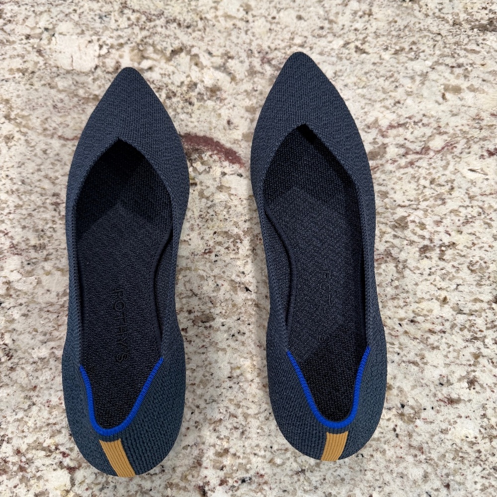 Rothy's Pointed Flats - Navy Herringbone size 8.5